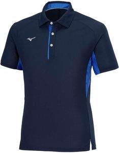 Мужская поло-рубашка Mizuno 32MAB581 Dry Aeroflow, модель Athlete-Linked, быстросохнущая, дышащая, синий