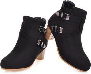 Женские стильные ботильоны Inornever с пряжкой, массивным каблуком, вестерн-стиля, весна-осень, короткие ботинки, Black