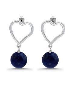 Серебряные серьги-гвоздики в форме открытого сердца Macy's, Silver/Sodalite