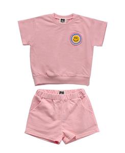 Детский комплект худи с разноцветными улыбками — для малышей и подростков Petite Hailey, розовый