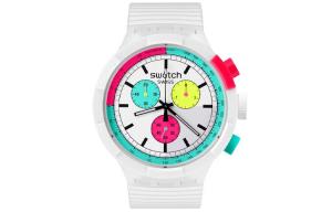 SWATCH Часы Unisex 47mm White Watch SB06W100