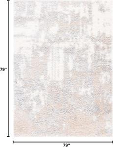 Ковер SAFAVIEH, 201 x 201 см, Lindsay Shag Collection, Grey & Ivory Beige, современный дизайн, идеален для помещений с высокой проходимостью в гостиной, спальне, столовой (LNS552F-7SQ)