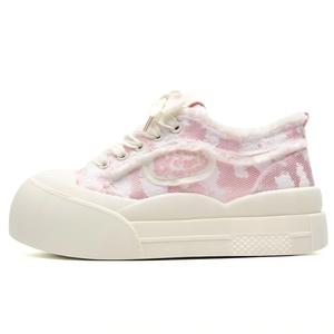 BINGO DUCK Скользоустойчивые износостойкие женские лоу-топ скейтборд кроссовки розовые, цвет Pink
