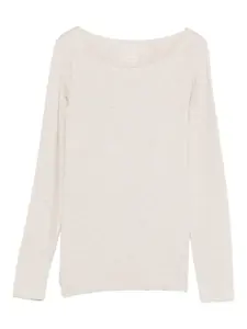 Топ с длинными рукавами и вырезом "лодочка" Majestic Filatures, нейтральный