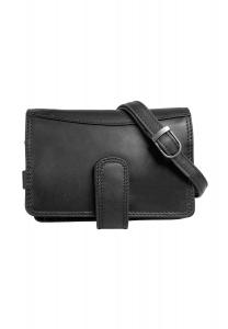 Сумка через плечо, натуральная кожа Cluty, черный