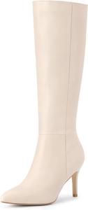 Женские высокие сапоги Allegra K с острым носком и каблуком-стилетто, Cream