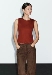 Футболка Massimo Dutti SLEEVELESS WITH DOUBLE PIPING, Dark Red