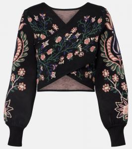 Волшебный сад вязаный топ-накидка Farm Rio, Marvelous Garden Black