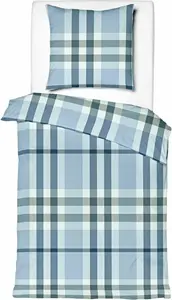 Комплект постельного белья JACK by Mistral из атласа, 2 предмета, 135 x 200 см, в полоску, клетку, синий, светло-голубой, белый, хлопок Jack