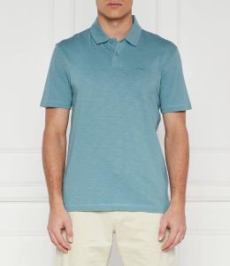 Поло BOSS ORANGE slub Regular Fit, синий
