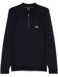 Рубашка-поло BOSS с прорезиненным логотипом, синий