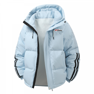 Пуховик Unisex с капюшоном и флисовой подкладкой WARRIOR, светло-синий (diy badge)