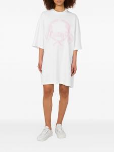 Moschino платье мини с вышитым логотипом, белый