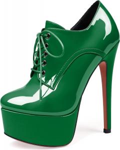 Женские туфли на платформе и каблуке-стилет YODEKS, ботильоны с шнуровкой, закрытые носки, сексуальные короткие кожаные ботинки, Green