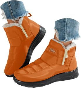 Женские зимние сапоги Hbeylia, комфортные, теплые, с плюшевой подкладкой, короткие ботильоны на каждый день, водонепроницаемые с боковой молнией, плоская подошва, нескользящие, для пеших прогулок, утепленные, для холодной погоды, Orange
