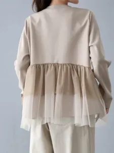 Топ с многоярусной спинкой из тюля. Женские топы Doux Belle, цвет Pink Beige