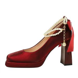 Dunnu Женские туфли на высоком каблуке бордового цвета