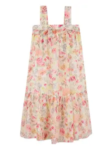 Платье с цветочным принтом Chloé Kids, бежевый