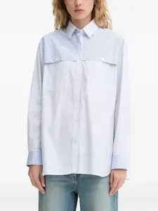 Рубашка с полосатыми вставками Ps Paul Smith, синий