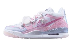 Jordan Женские винтажные баскетбольные кроссовки Legacy 312 с низким верхом, износостойкие, белые и розовый