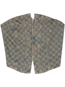 Джинсовый топ-корсет с монограммой MISBHV, синий