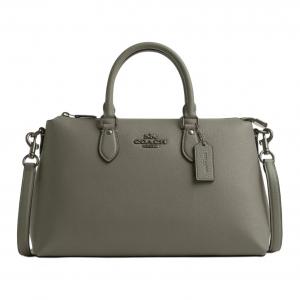 Кожаная сумка через плечо большая женская армейского зеленого COACH