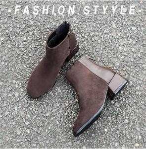 Женские ботинки осень-зима, женские ботинки с квадратным носком и толстым каблуком, женская обувь, ботильоны, зимние замшевые ботинки Generic, Brown