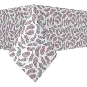 Прямоугольная скатерть, 100 % хлопок, 52x104 дюйма, с узором из перьев.