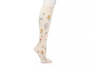 Женские компрессионные гольфы Dr. Motion Wildflower Everyday, светло-бежевый овсяный с цветочным принтом