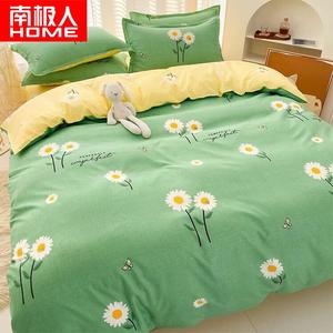 Antarctic Комплект постельного белья из 4 предметов (простыня на резинке 180 см, пододеяльник 180х220 см), ткань фланель, цвет Internet-famous Daisy Green