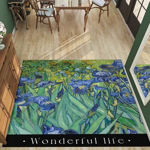 Y U-LIVE Ковер 100х120 см из ПВХ, для прихожей, в стиле абстрактной живописи, Blue Iris, вертикальный