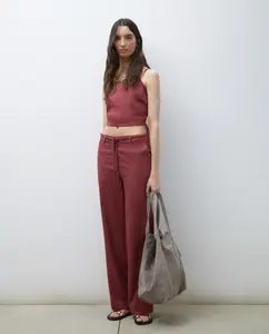 Женские широкие брюки с плетёным поясом Tintoretto, фуксия