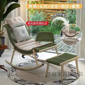 Fantasy Кресло-качалка из ротанга с подставкой для ног, 3 предмета, зеленый