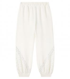 Спортивные брюки из хлопкового флиса Greca Versace Kids, Ivory+Crystal