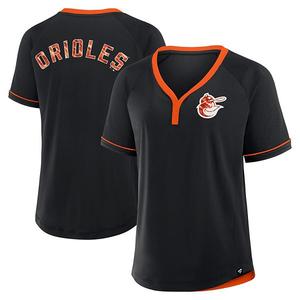 Женская черная футболка Baltimore Orioles Cooperstown Collection League Diva Raglan V-neck Fanatics