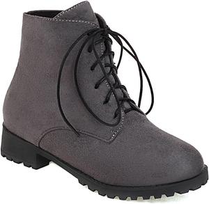 Женские низкие ботильоны на плоской подошве, повседневные, с округлым мысом, из замши, зимние, элегантные, короткие ботильоны JOEUSTY, Grau