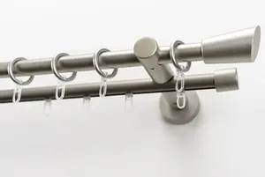 Карниз для штор GARESA "MOLIS", 2 направляющие, желаемая длина, комплект для штор, выдвижной, настенный монтаж, с кольцами/2 направляющих 470 см, Ø 20 мм, цвет mattchromfarben