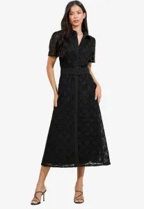 Платье-Рубашка стандартного кроя из высококачественной кружевной ткани с поясом Lipsy, Black