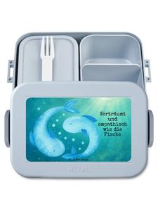 Mr. & Mrs. Panda Ланчбокс с изображением знака зодиака Рыбы и надписью пастельно-голубого цвета