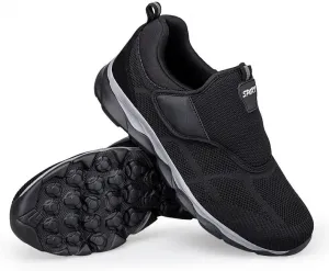 Мужские повседневные кроссовки с мягкой подошвой, легкие, удобные, дышащая сетка, обувь без шнурков для повседневного ношения, стильная и удобная Qacksv, черный