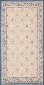 Ковер SAFAVIEH, 79 x 153 см, Washable Rug Outdoor Courtyard Collection - Natural & Blue, Non-Shedding & Easy Cleaning, для патио, заднего двора, прихожей (CY1502-3101)