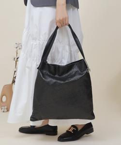 Легкая кожаная сумка-тоут с одной ручкой и блестками United Base, цвет Black