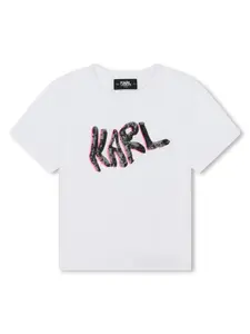 Футболка с логотипом KARL LAGERFELD KIDS, белый