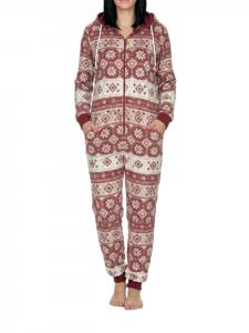 NORMANN Пижамный комбинезон-комбинезон в норвежском стиле, кораллового цвета, красный