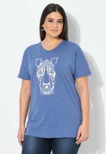 Футболка с принтом MANDALA ANIMAL MOTIF SHORT SLEEVE Ulla Popken, синий