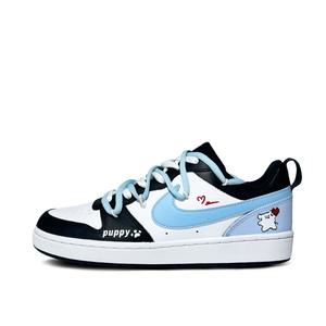 Nike Court Borough Heart Puppy Low-Top Skateboard Shoes Women's Black Blue