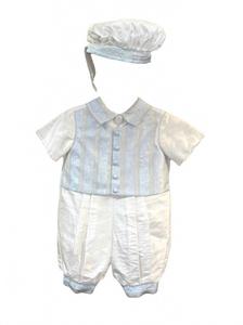 Комбинезон для мальчика из двух частей, шелковые трусики с короткими рукавами, с деталями, на хлопковой подкладке, с шапочкой, цвет синий L'Pety Canar, синий