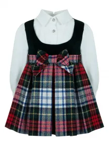 Клетчатое платье с бантом Lapin House, черный