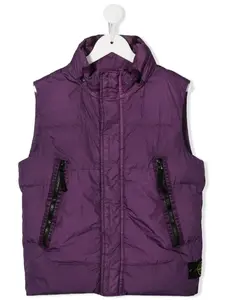 Дутый жилет с капюшоном Stone Island Junior, фиолетовый