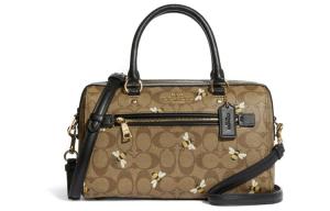 COACH Рюкзак Rowan Canvas With Leather, наплечная сумка, кросс-боди большая женская khaki & black